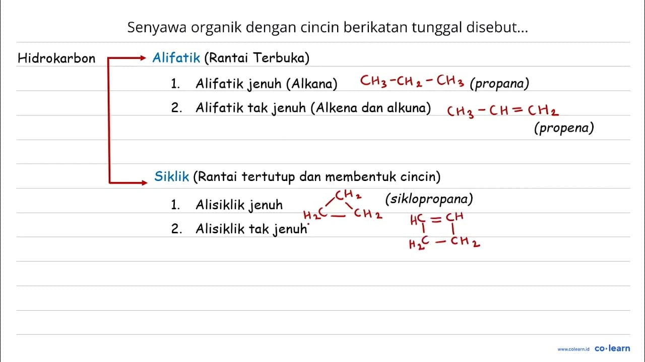 Senyawa organik dengan cincin berikatan tunggal disebut...