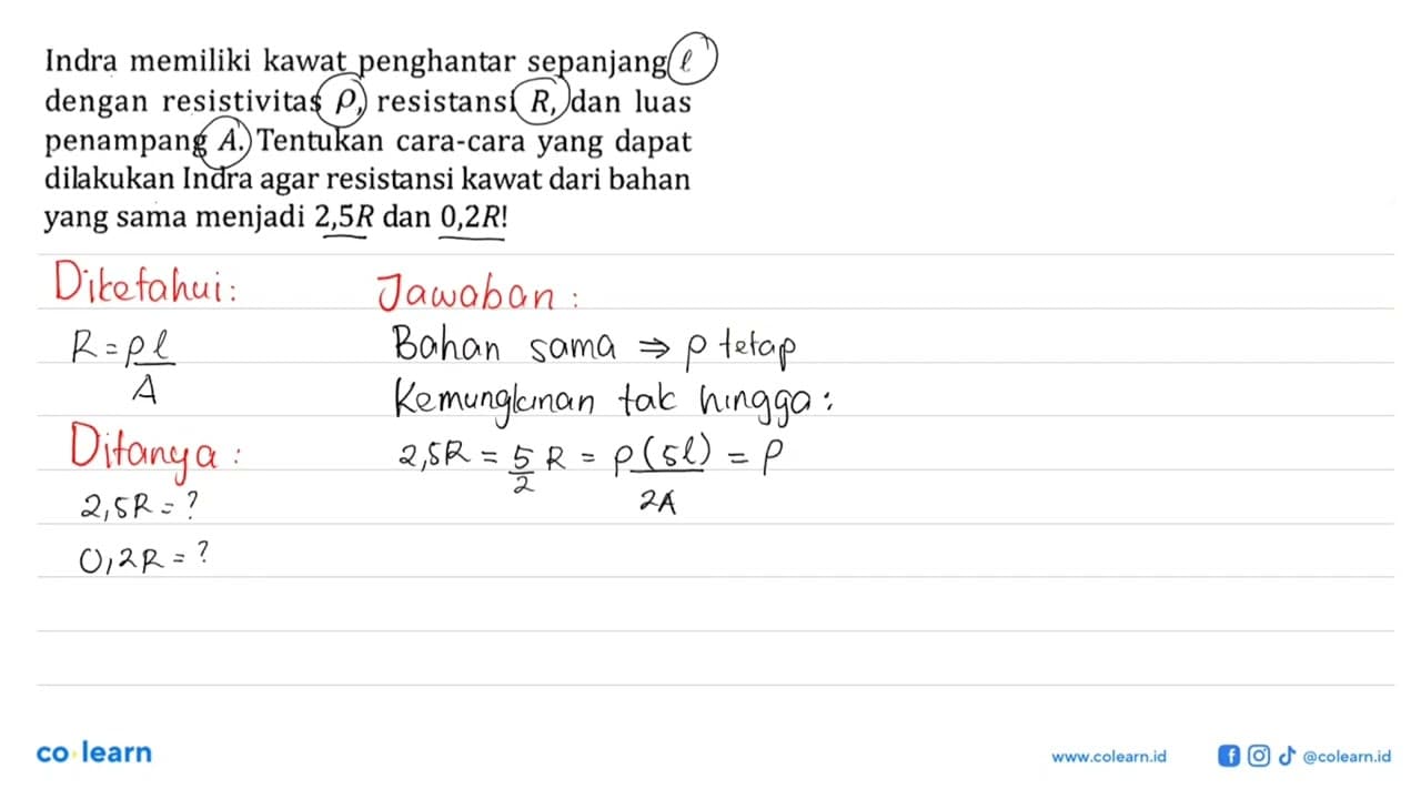 Indra memiliki kawat penghantar sepanjang l dengan