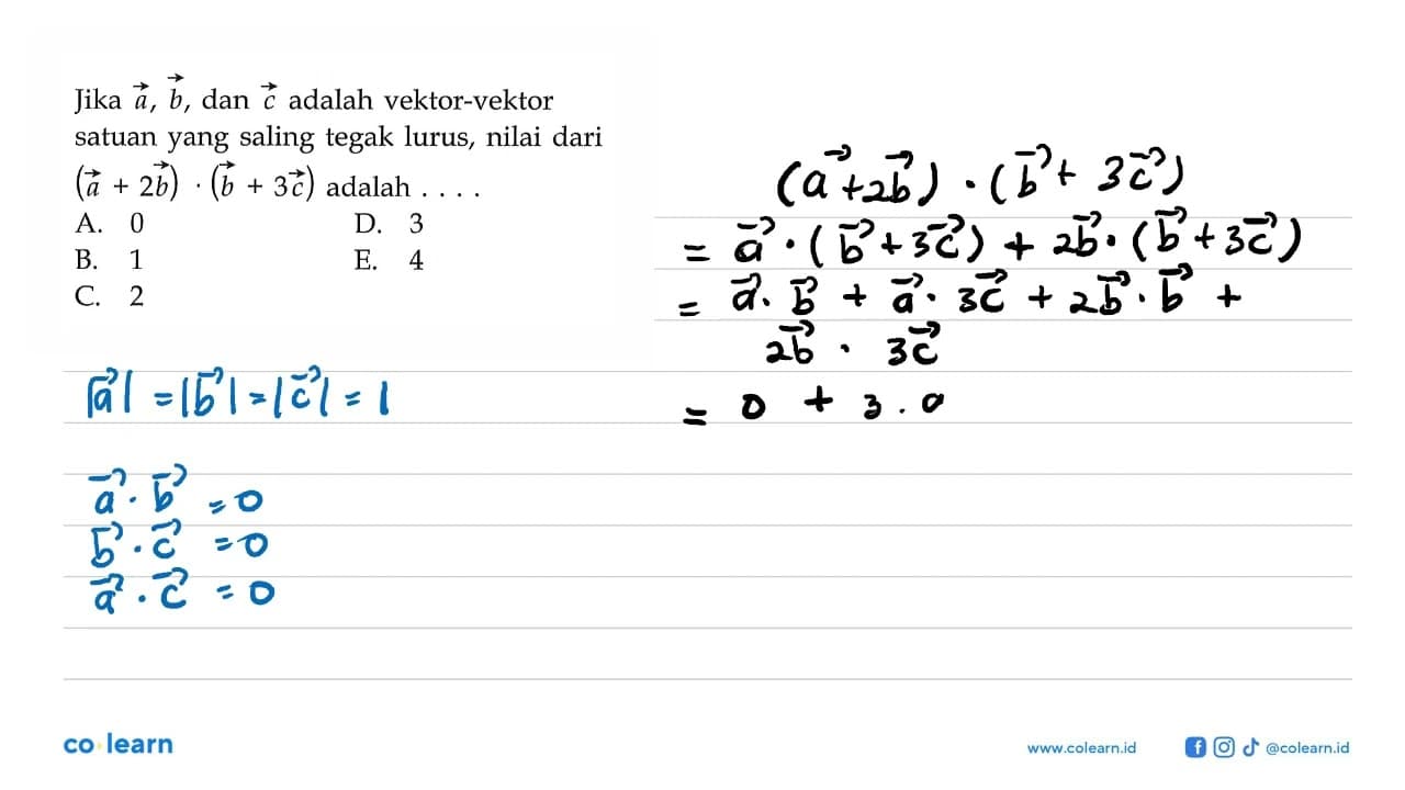 Jika a, b, dan c adalah vektor-vektor satuan yang saling