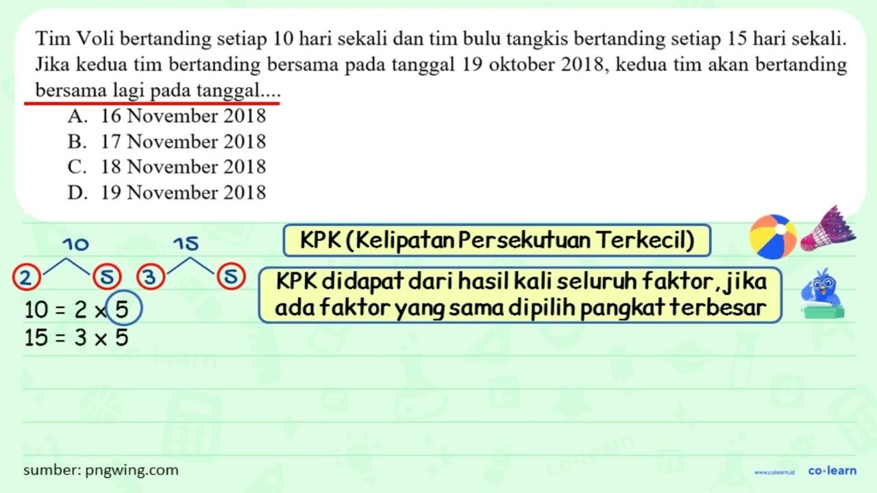 Tim Voli bertanding setiap 10 hari sekali dan tim bulu