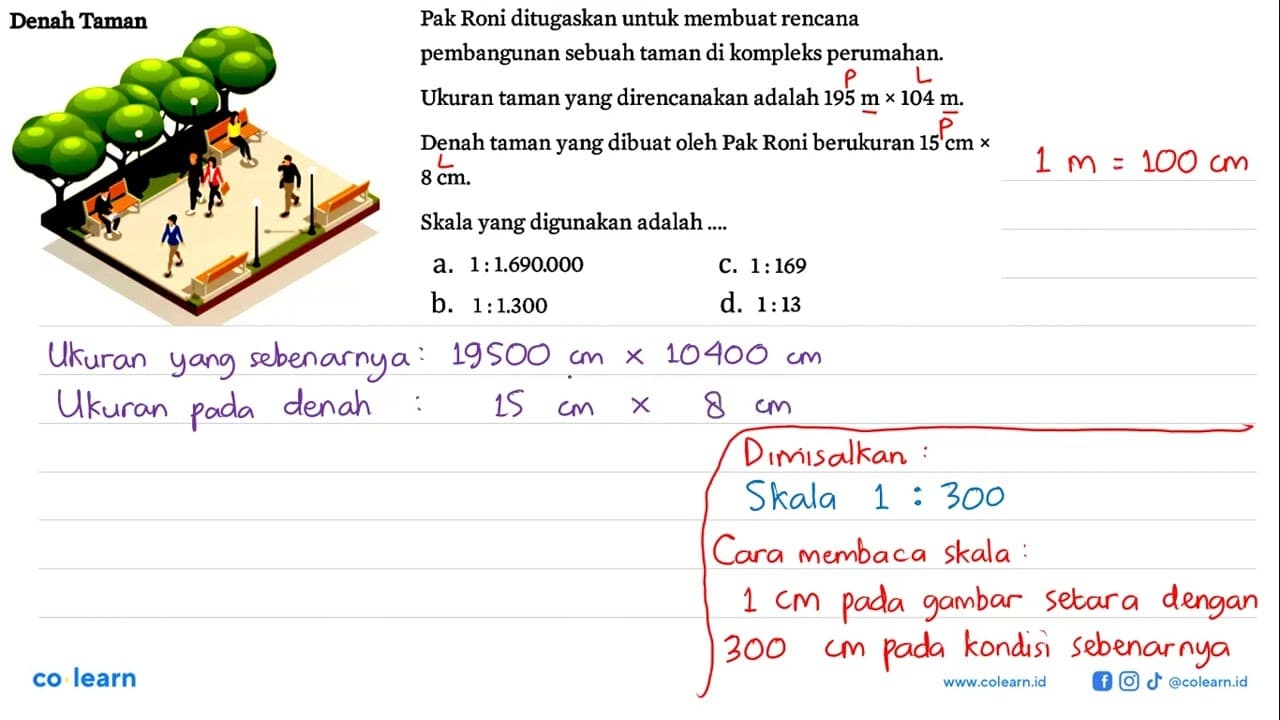 Denah Taman Pak Roni ditugaskan untuk membuat rencana