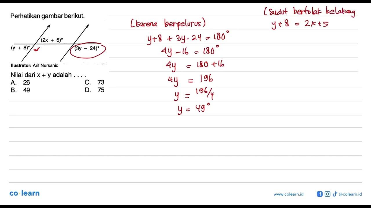 Perhatikan gambar berikut.(2x+5) (y+8) (3y-24)Ilustrator: