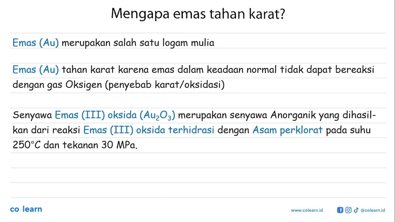 Mengapa emas tahan karat?