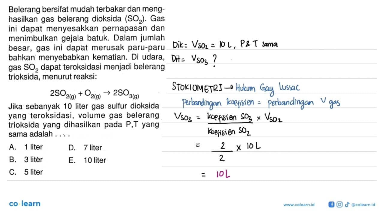 Belerang bersifat mudah terbakar dan meng- Jika sebanyak 10