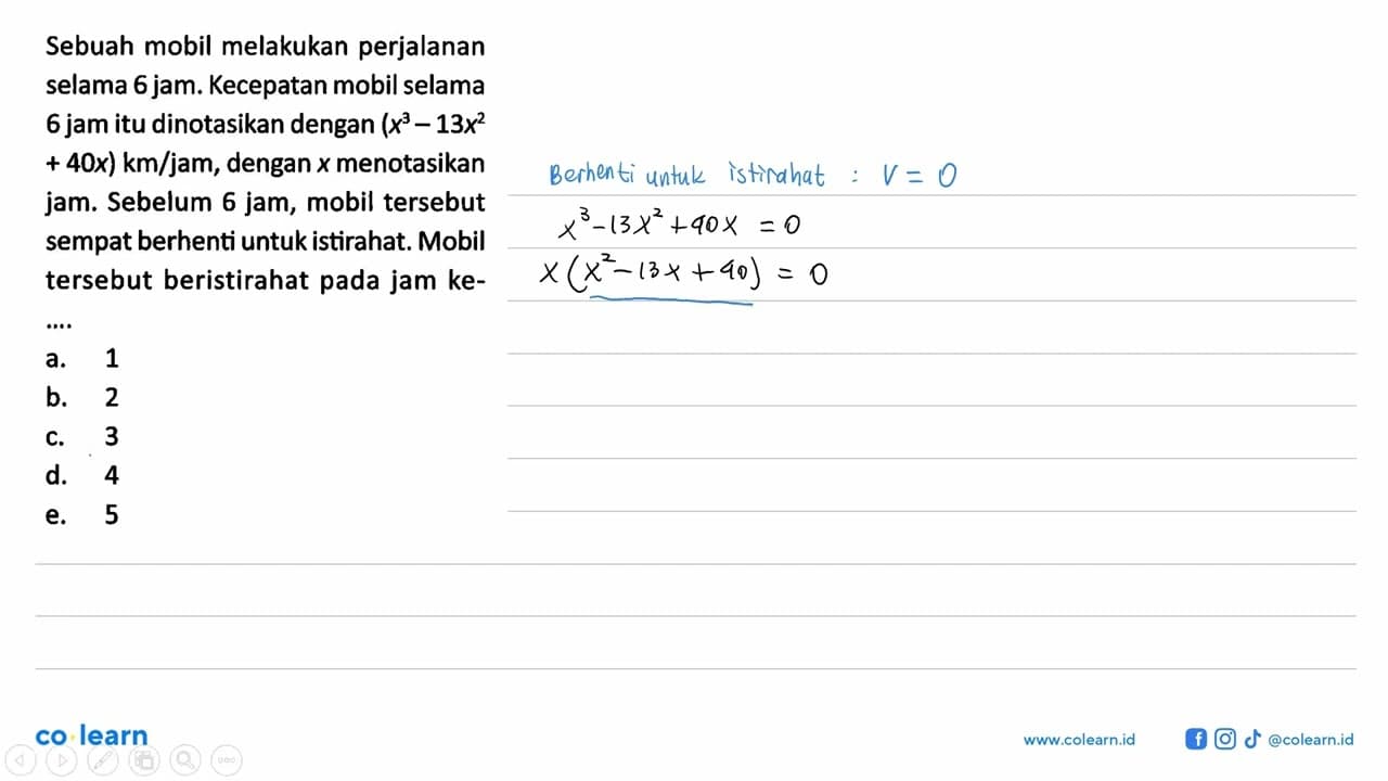 Sebuah mobil melakukan perjalanan selama 6 jam. Kecepatan