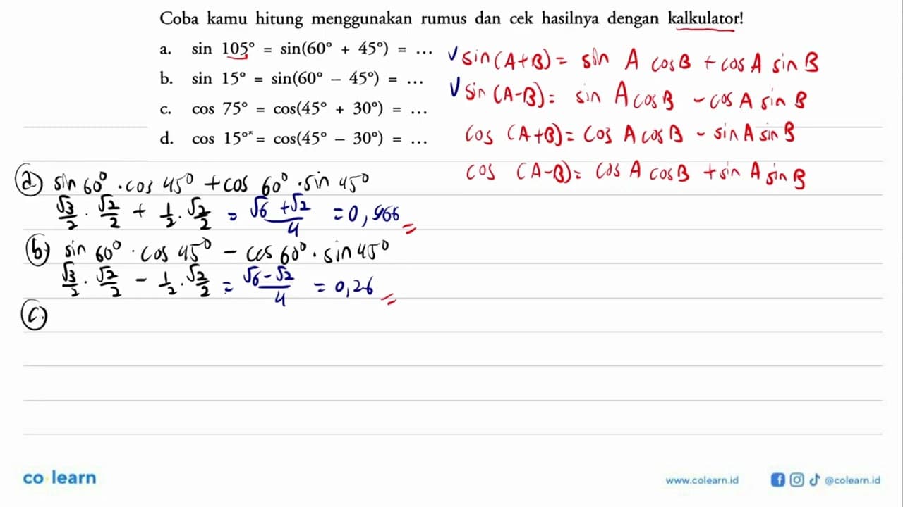 Coba kamu hitung menggunakan rumus dan cek hasilnya dengan