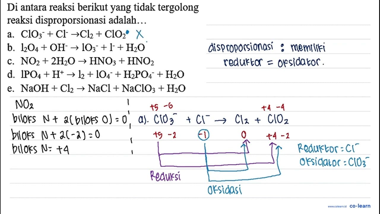 Di antara reaksi berikut yang tidak tergolong reaksi