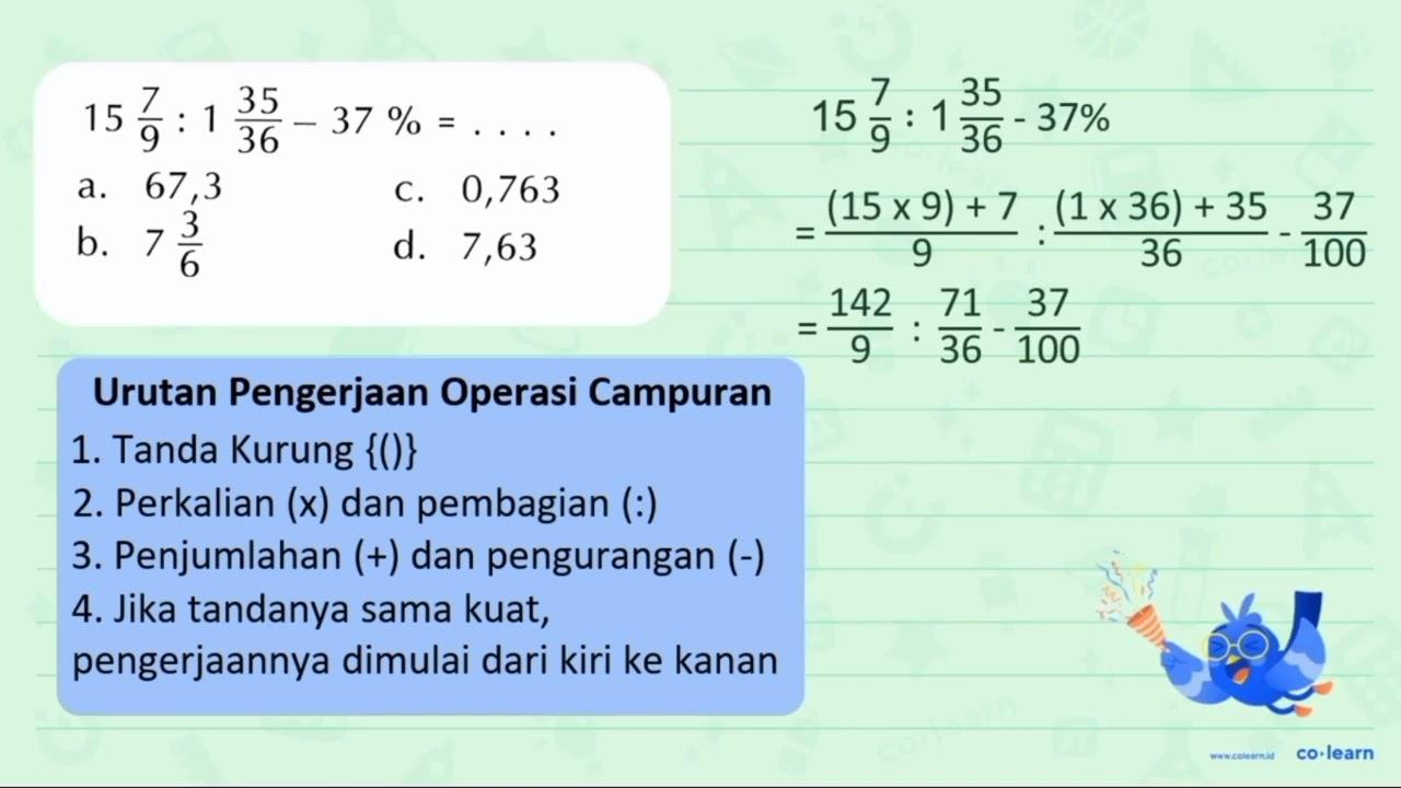 15 7/9: 1 35/36-37 %=...