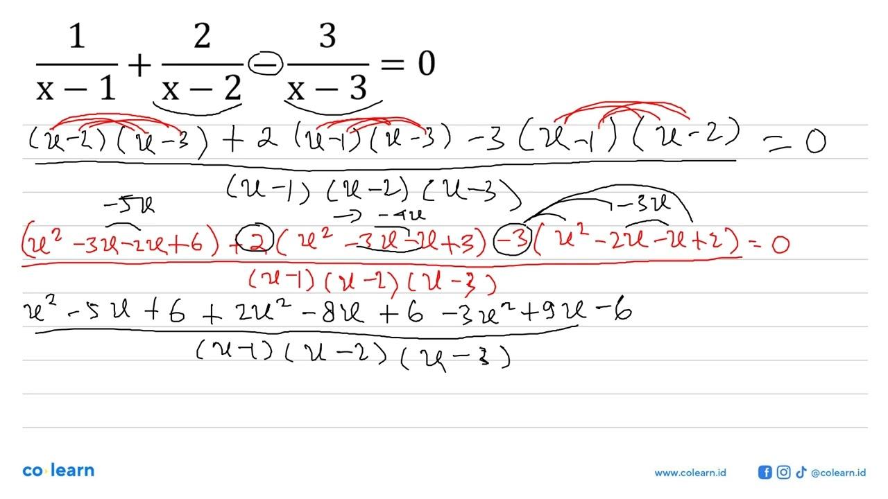 1/(x-1) + 2/(x-2) - 3/(x-3) = 0