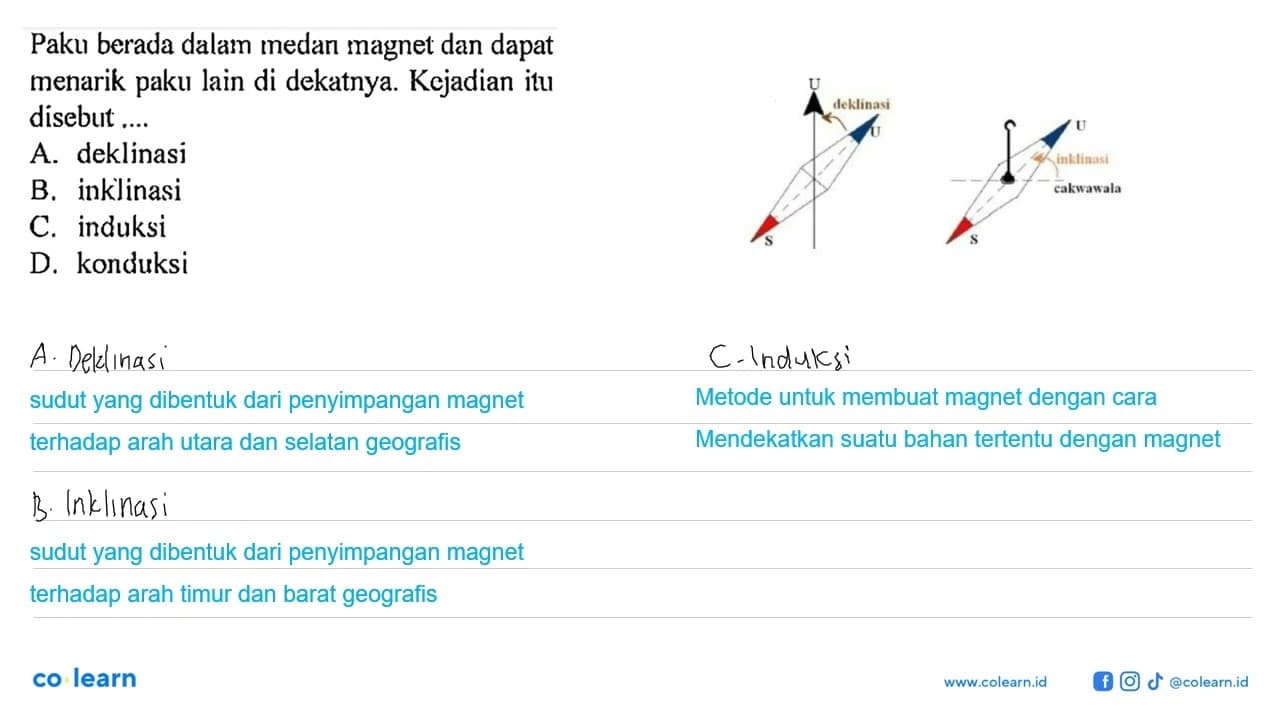 Paku berada dalam medan magnet dan dapat menarik paku lain