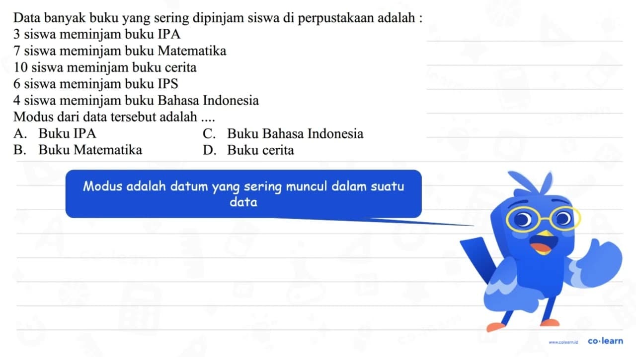 Data banyak buku yang sering dipinjam siswa di perpustakaan