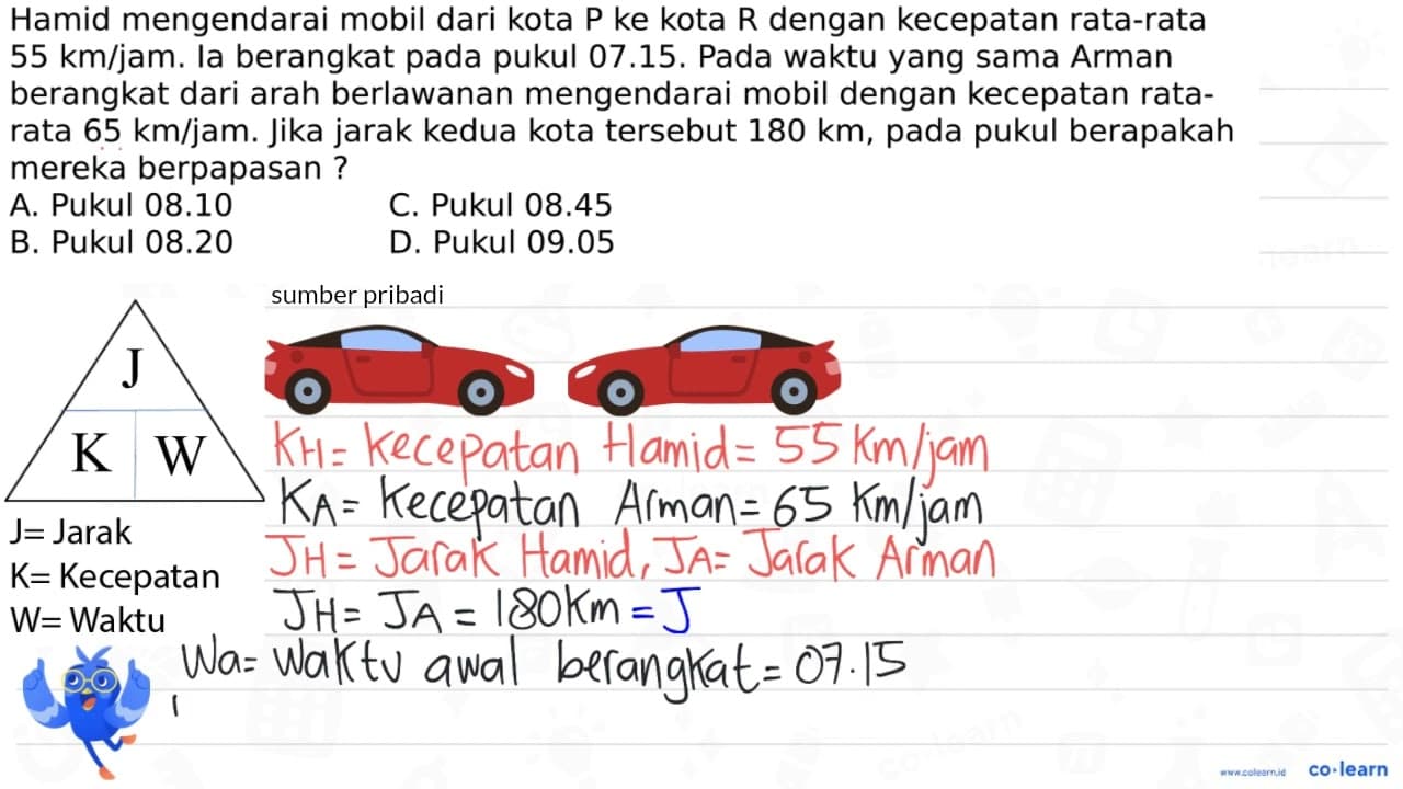 Hamid mengendarai mobil dari kota P ke kota R dengan