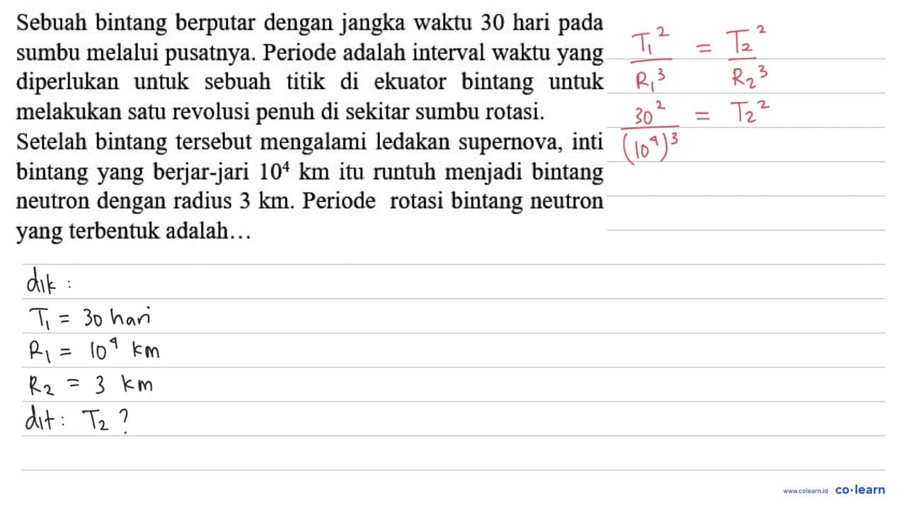 Sebuah bintang berputar dengan jangka waktu 30 hari pada