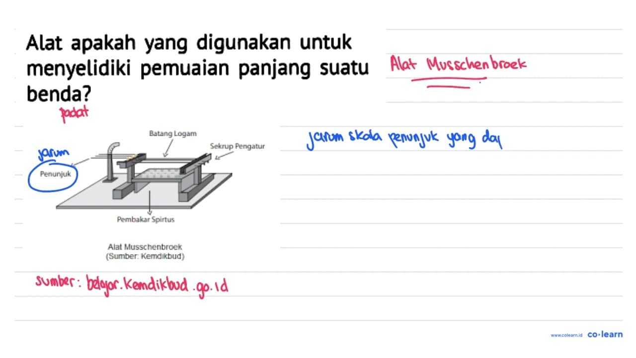 Alat yang digunakan untuk menyelidiki pemuaian panjang