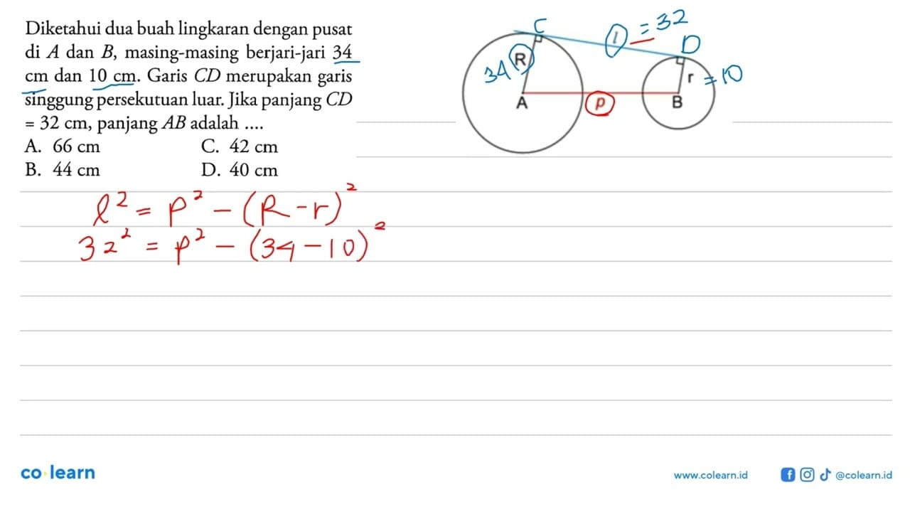 Diketahui dua buah lingkaran dengan pusat di A dan B ,