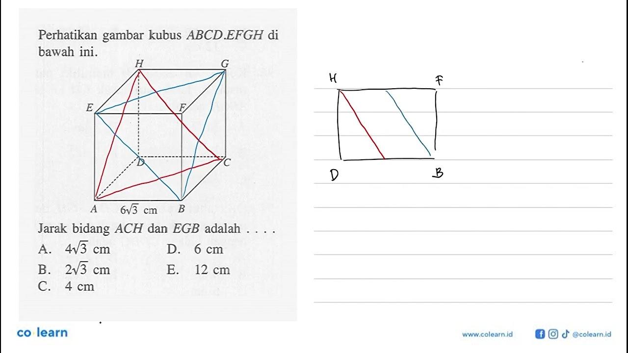 Perhatikan gambar kubus ABCD.EFGH di bawah ini. Jarak