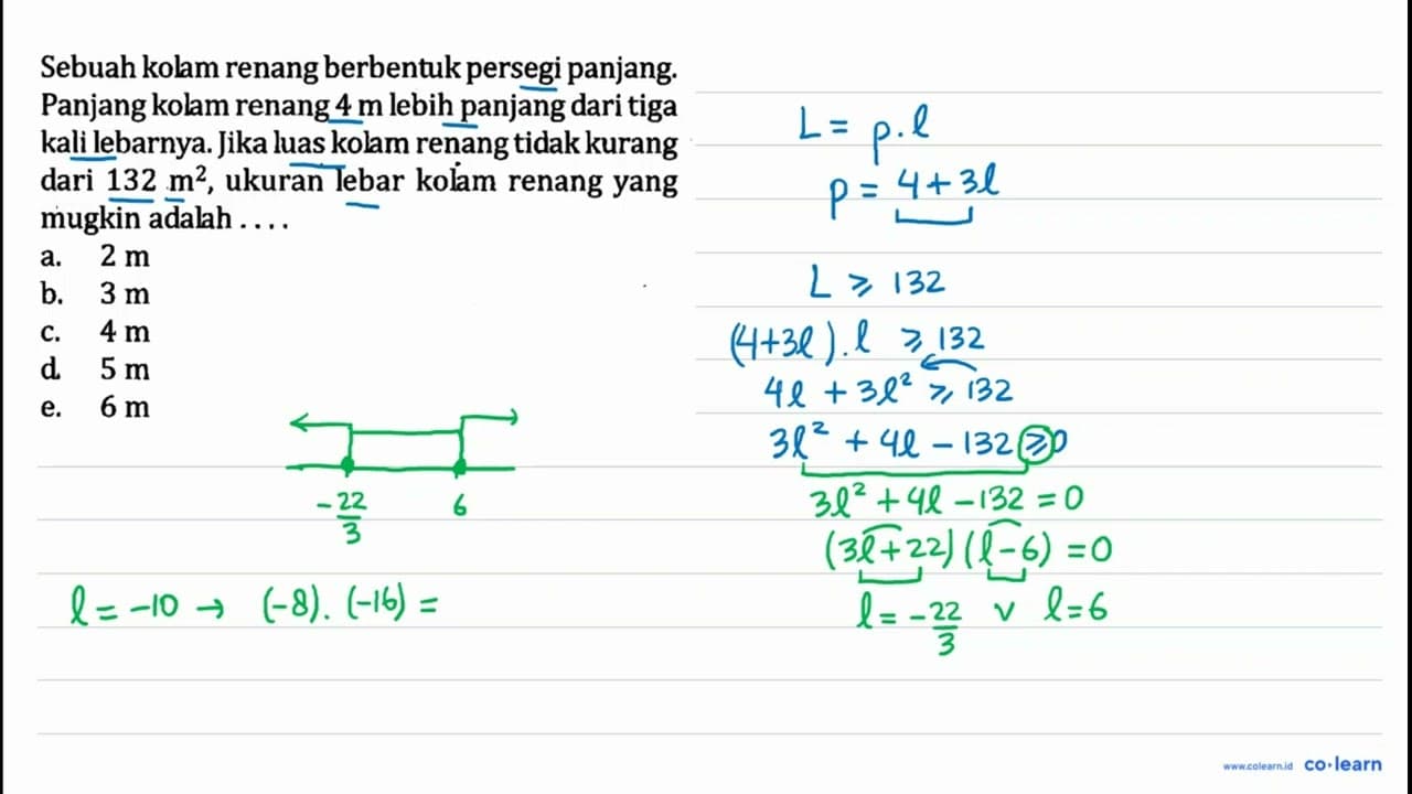 Sebuah kolam renang berbentuk persegi panjang. Panjang