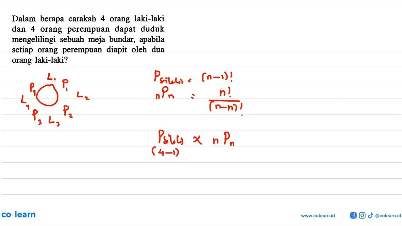 Dalam berapa carakah 4 orang laki-laki dan 4 orang