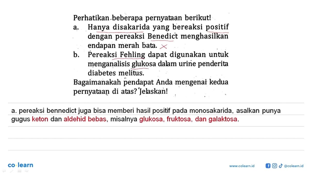 Perhatikan beberapa pernyataan berikut! a. Hanya disakarida