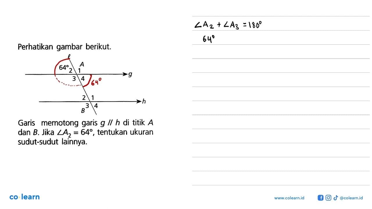 Perhatikan gambar berikut.Garis memotong garis g // h di