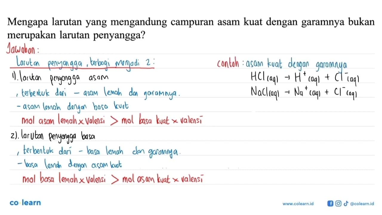 Mengapa larutan yang mengandung campuran asam kuat dengan