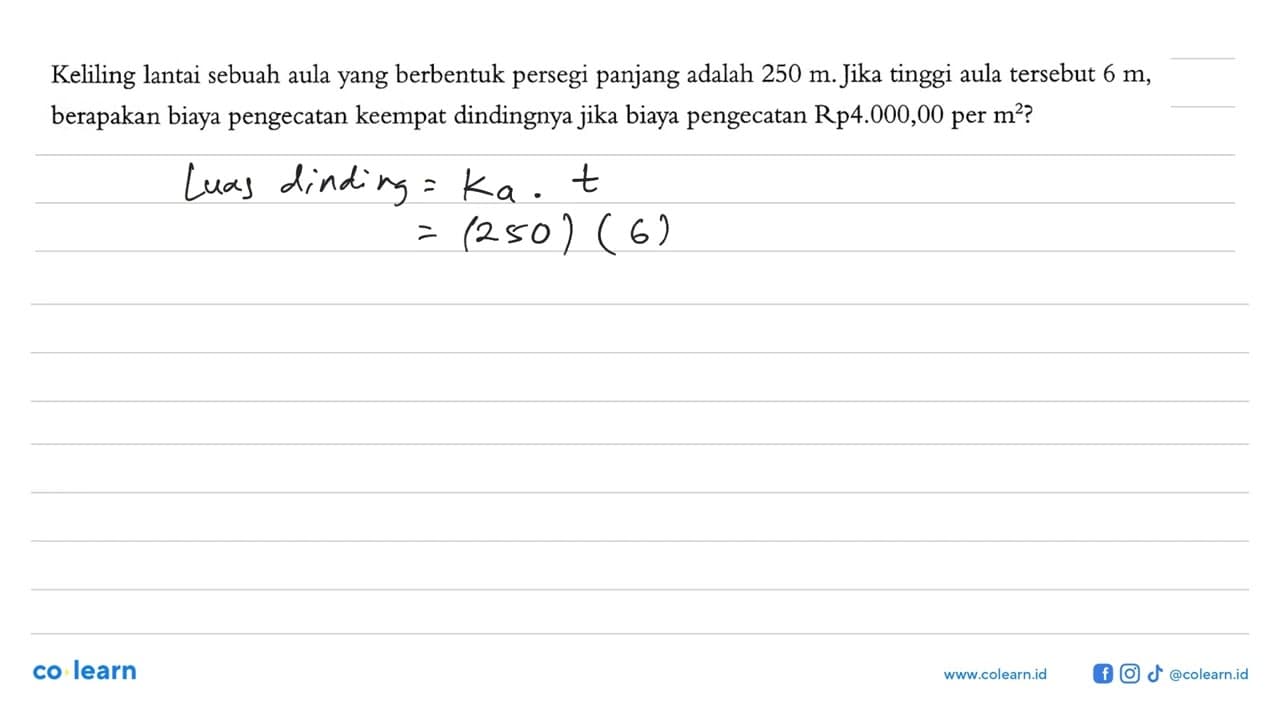 Keliling lantai sebuah aula yang berbentuk persegi panjang