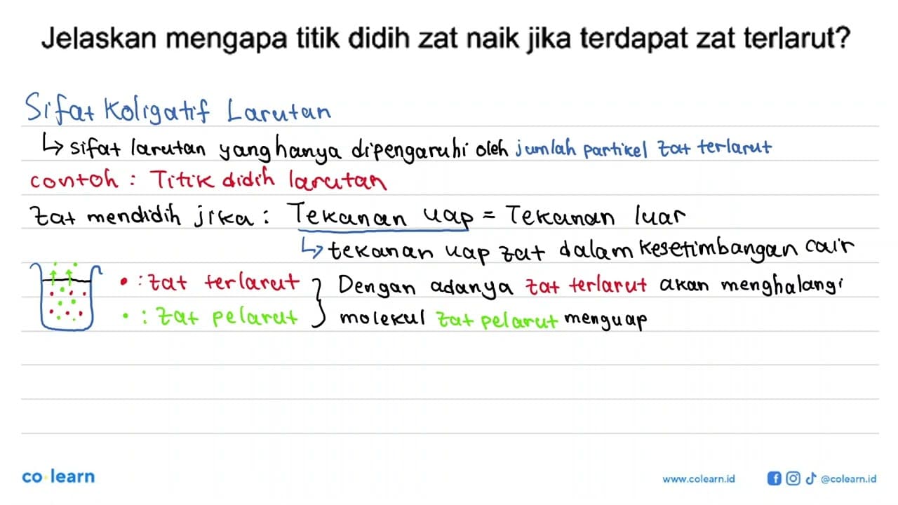 Jelaskan mengapa titik didih zat naik jika terdapat zat