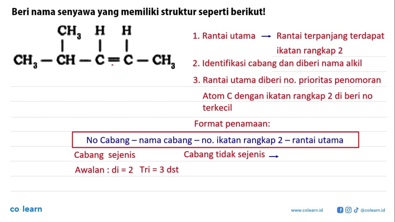 Beri nama senyawa yang memiliki struktur seperti berikut!