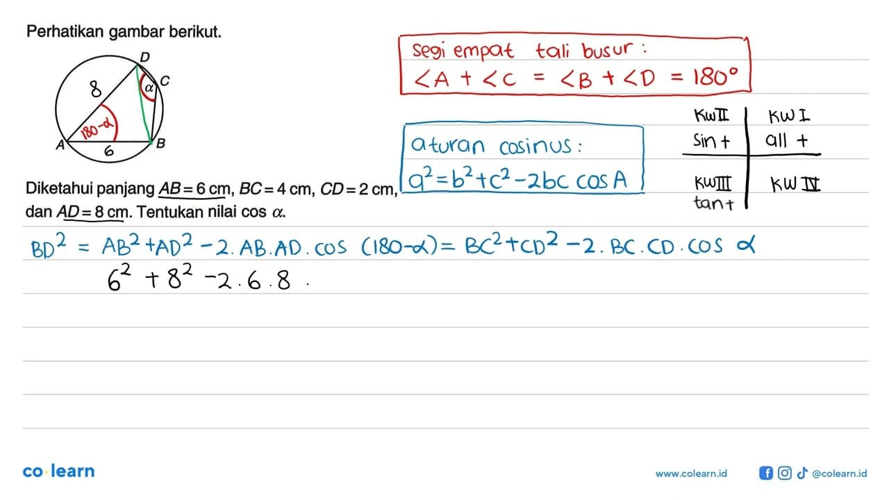 Perhatikan gambar berikut. Diketahui panjang AB=6 cm, BC=4