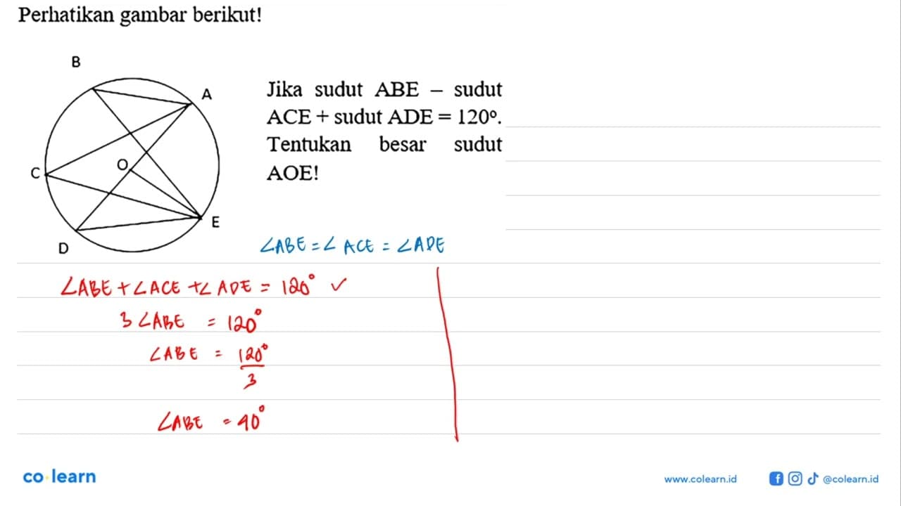 Perhatikan gambar berikut! ABCDE.OJika sudut ABE-sudut