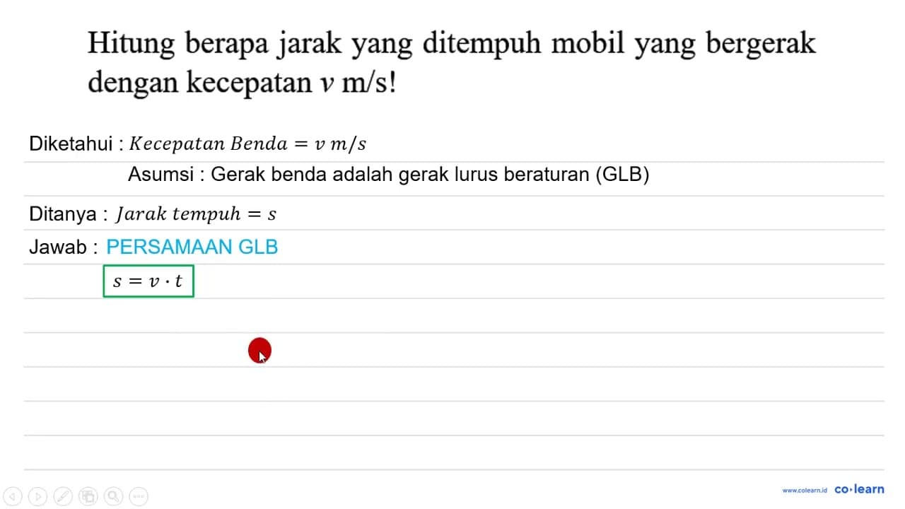 Hitung berapa jarak yang ditempuh mobil yang bergerak