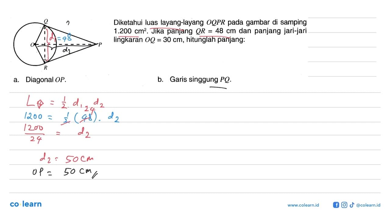 Diketahui luas layang-layang OQPR pada gambar di samping