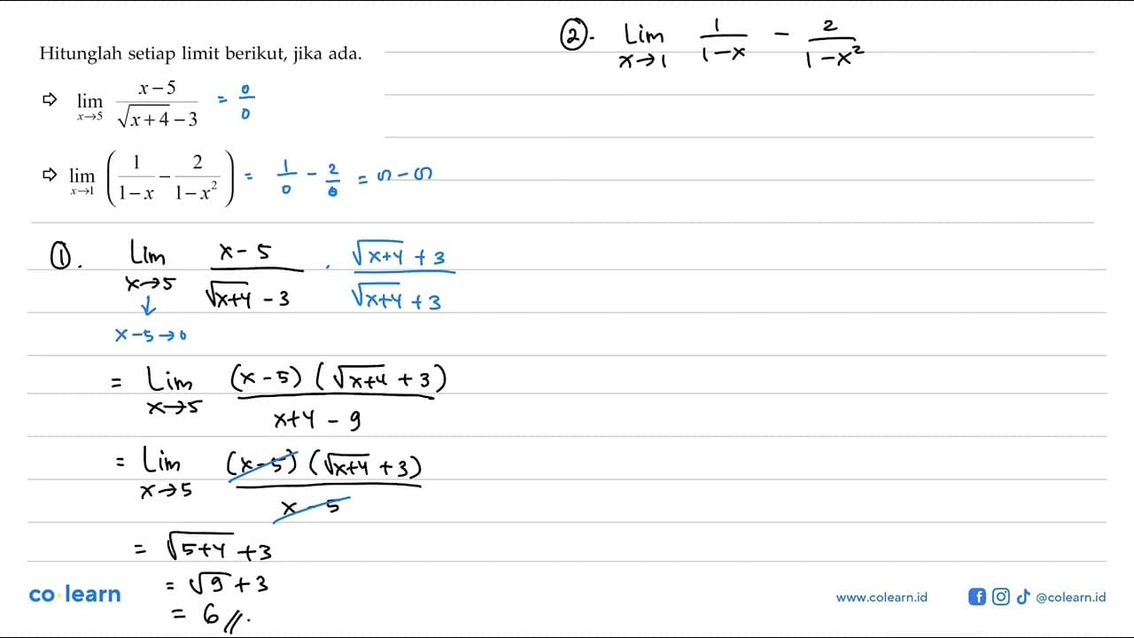 Hitunglah setiap limit berikut, jika ada. lim x ->