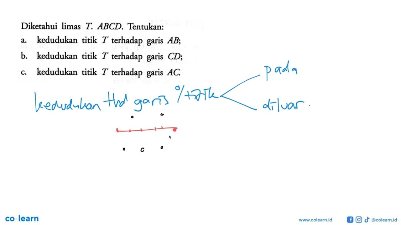 Diketahui limas T.ABCD. Tentukan: a. kedudukan titik T