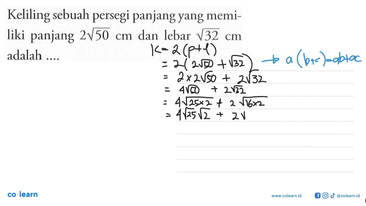 Keliling sebuah persegi panjang yang memiliki panjang