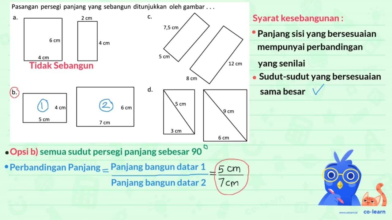 Pasangan persegi panjang yang sebangun ditunjukkan oleh