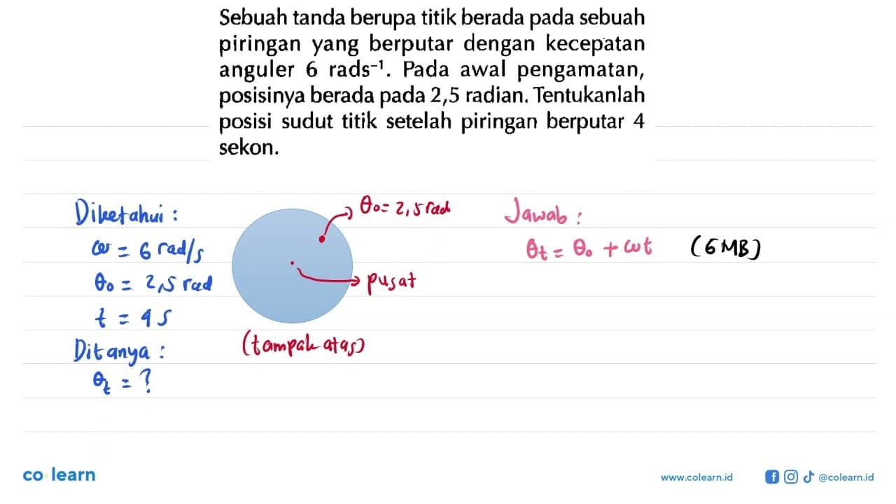 Sebuah tanda berupa titik berada pada sebuah piringan yang