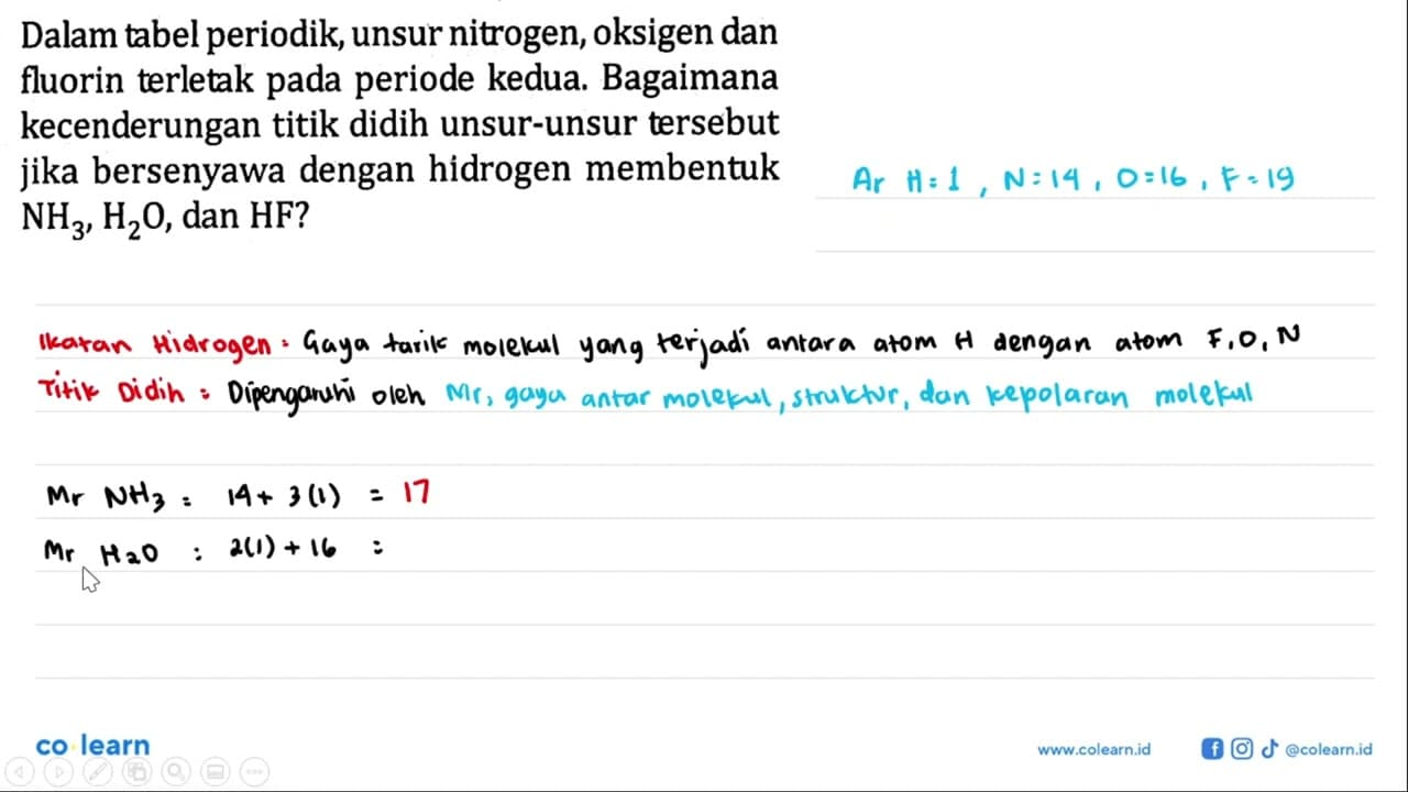 Dalam tabel periodik, unsur nitrogen, oksigen dan fluorin