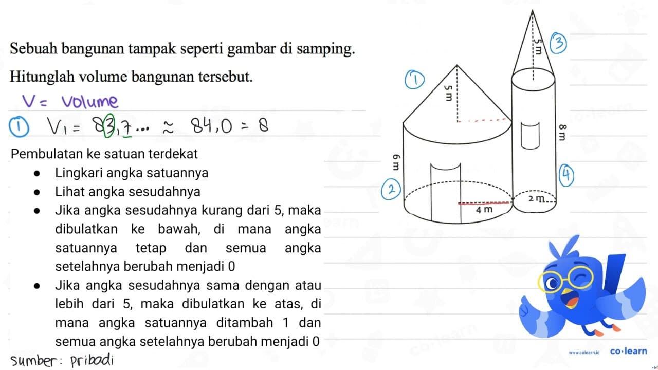 Sebuah bangunan tampak seperti gambar di samping. Hitunglah