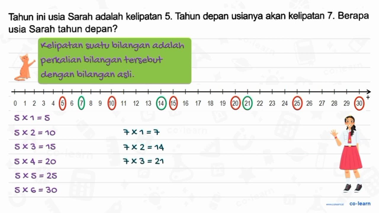 Tahun ini usia Sarah adalah kelipatan 5. Tahun depan