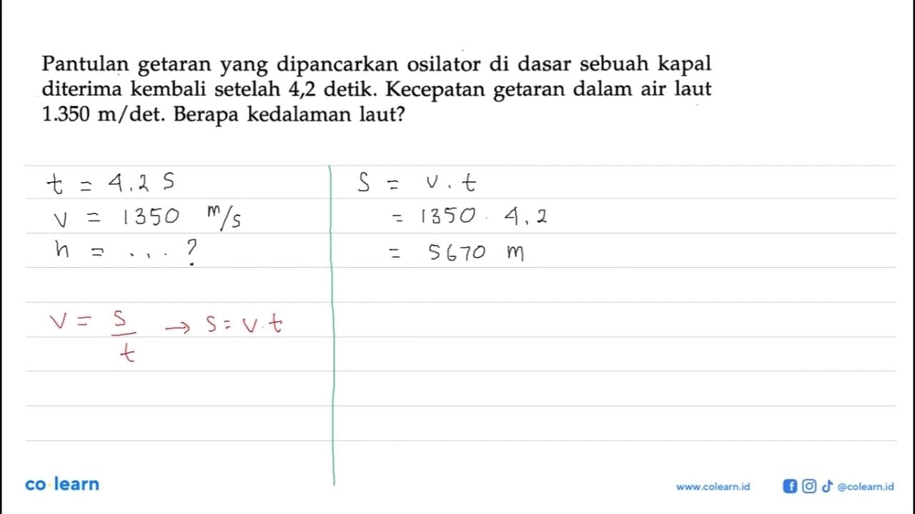 Pantulan getaran yang dipancarkan osilator di dasar sebuah