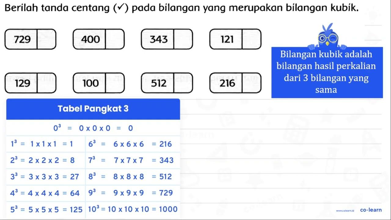 Berilah tanda centang (checkmark) pada bilangan yang