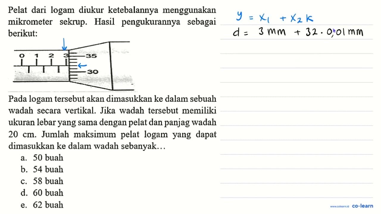 Pelat dari logam diukur ketebalannya menggunakan mikrometer