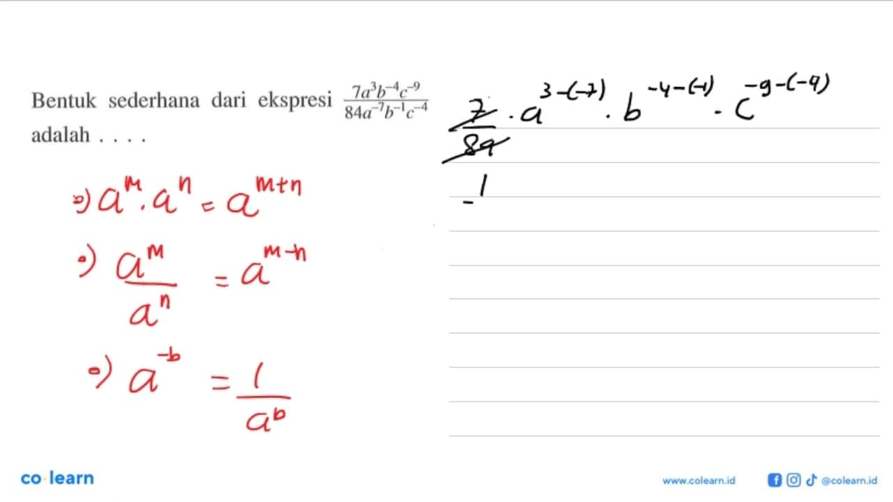 Bentuk sederhana dari ekspresi (7a^3 b^(-4)