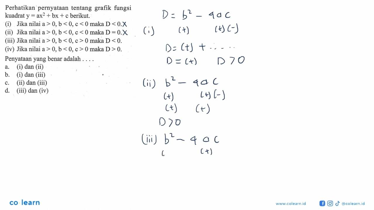 Perhatikan pernyataan tentang grafik fungsi kuadrat y =