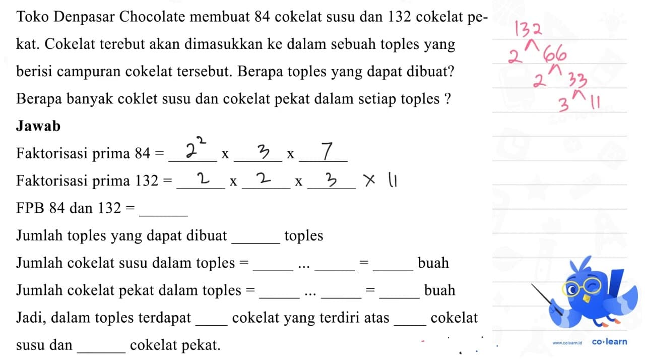 Toko Denpasar Chocolate membuat 84 cokelat susu dan 132