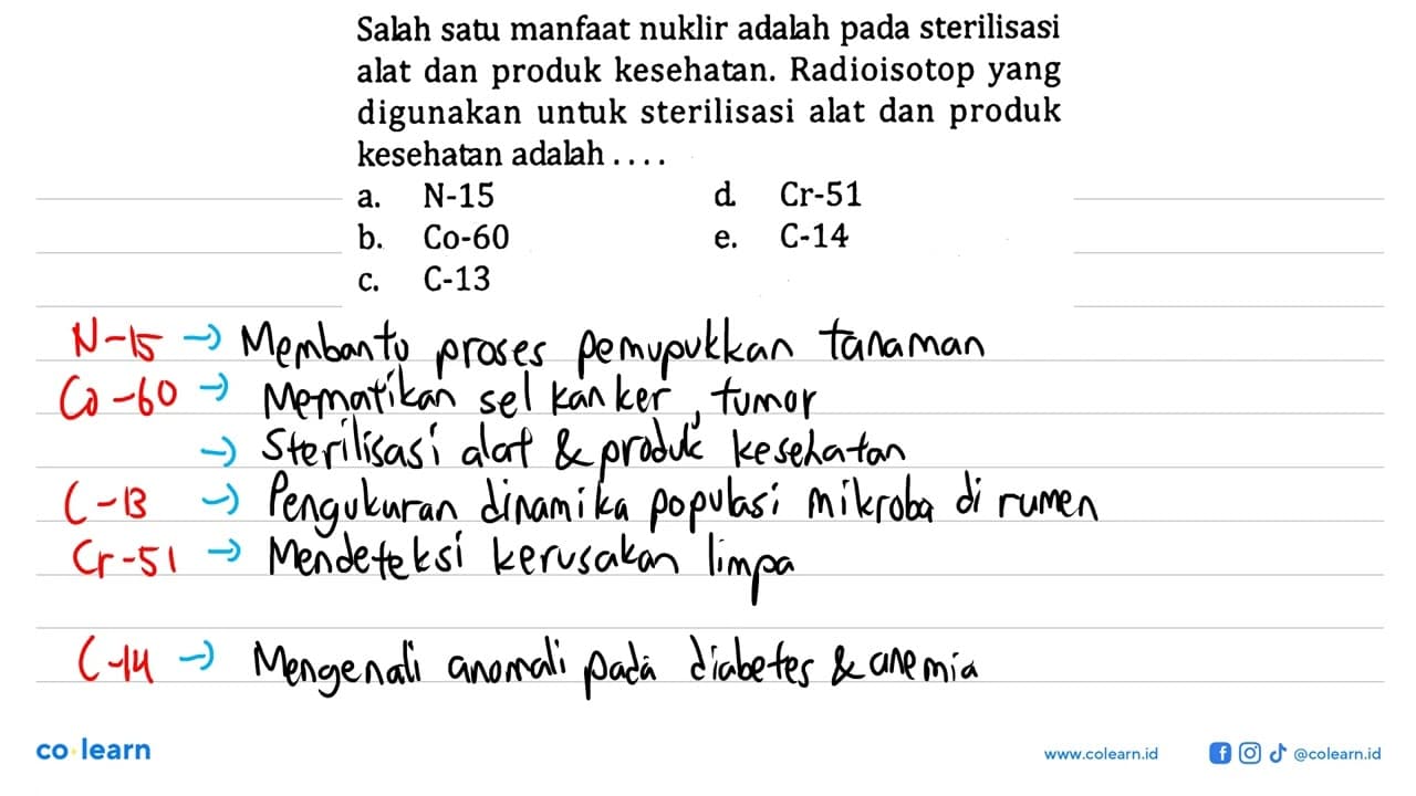 Salah satu manfaat nuklir adalah pada sterilisasi alat dan