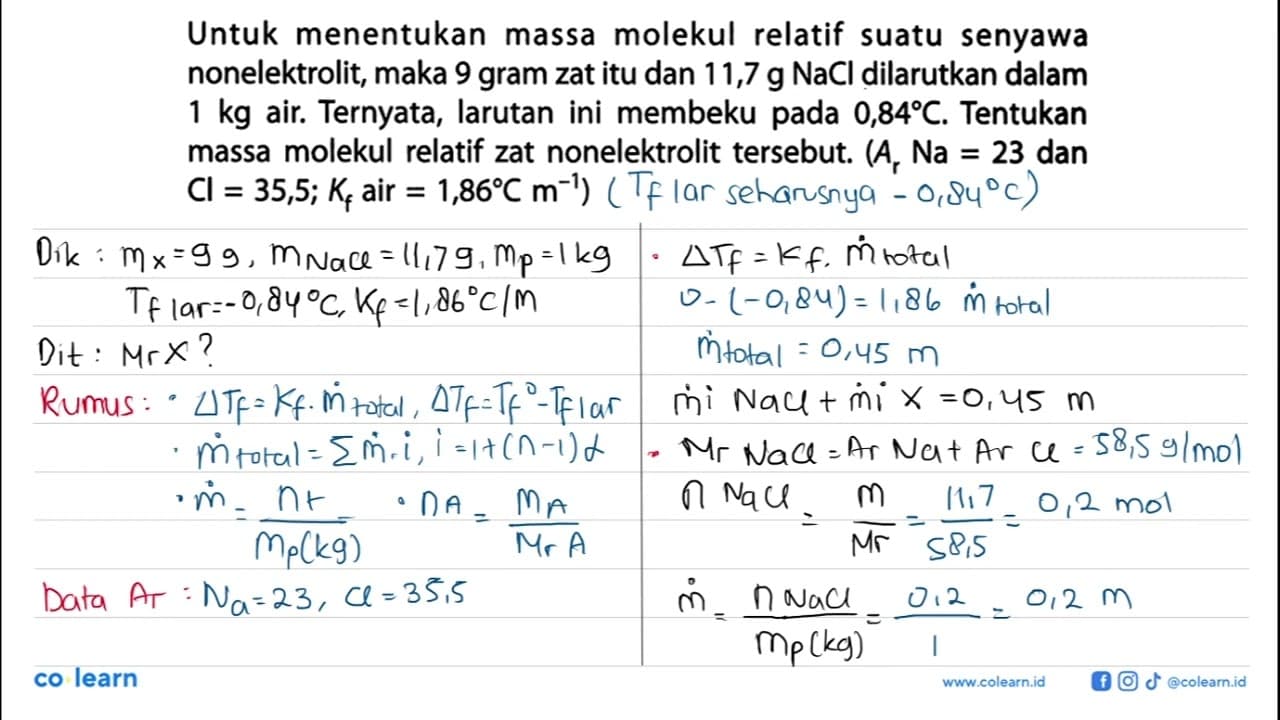 Untuk menentukan massa molekul relatif suatu senyawa