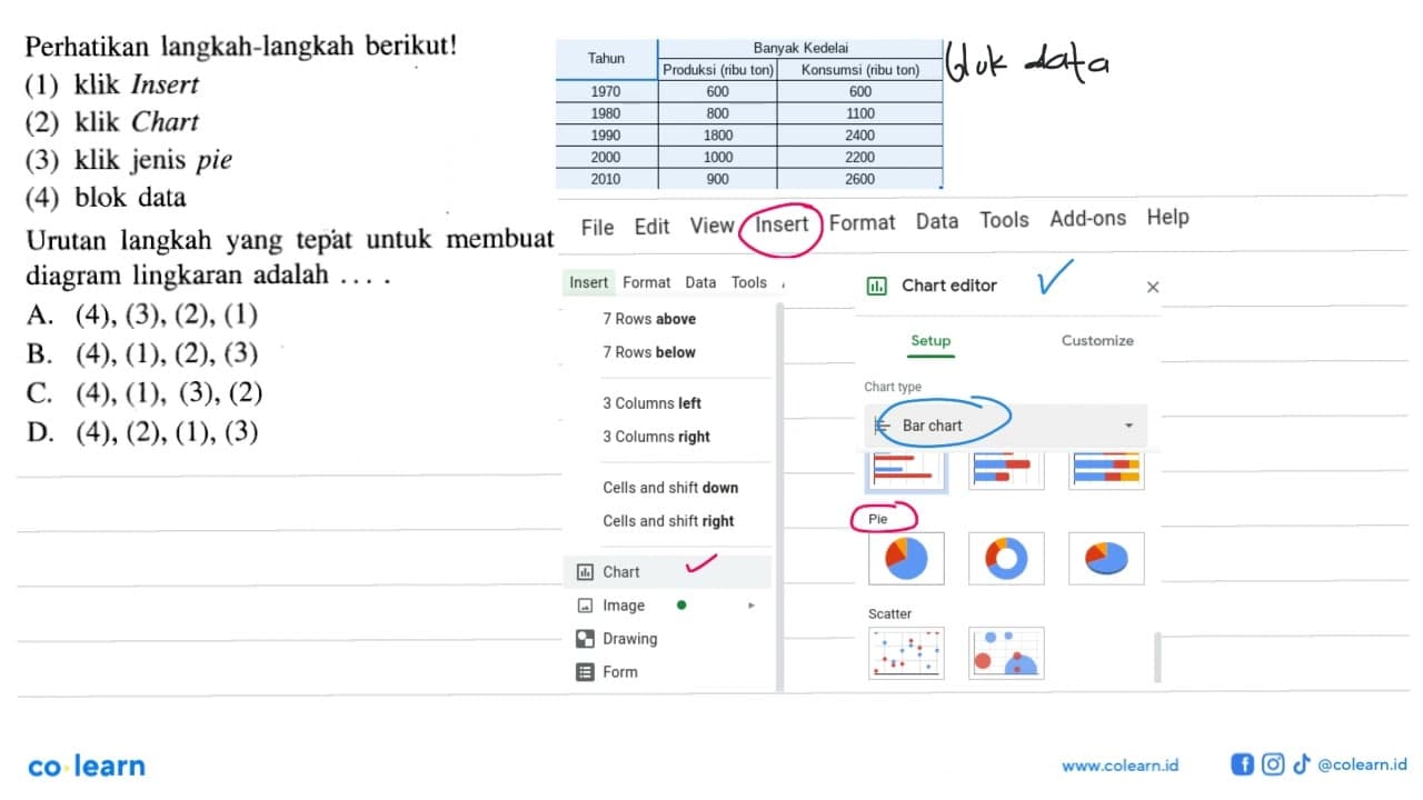 Perhatikan langkah-langkah berikut!(1) klik Insert(2) klik