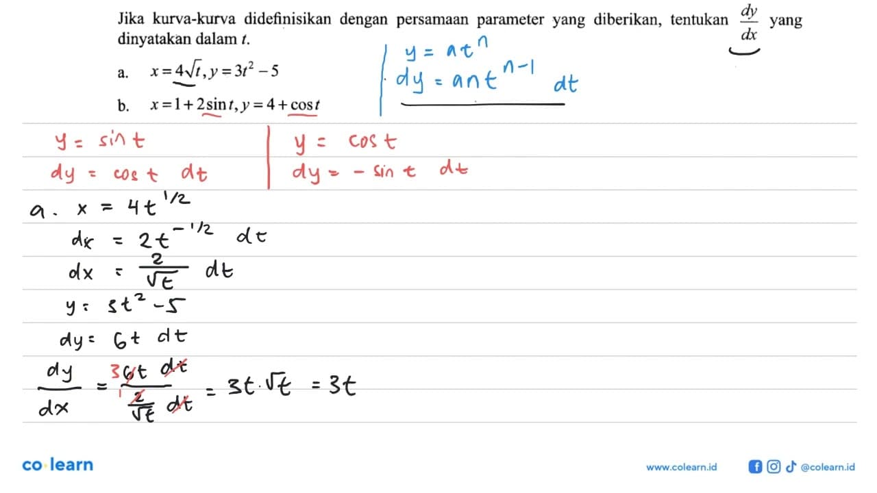 Jika kurva-kurva didefinisikan dengan persamaan parameter